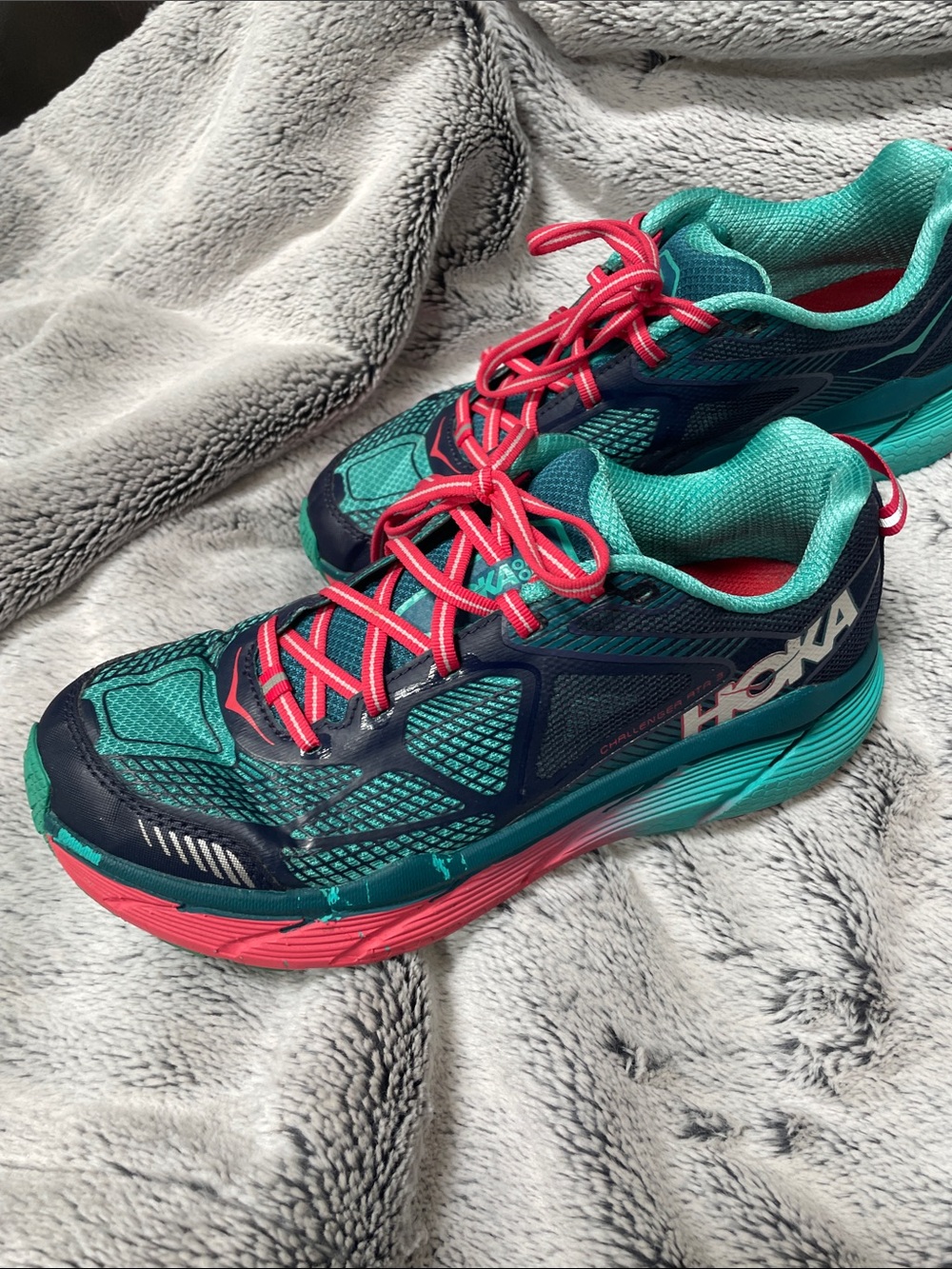 Hoka Women's Teal, Navy & Pink Athletic Running Shoes